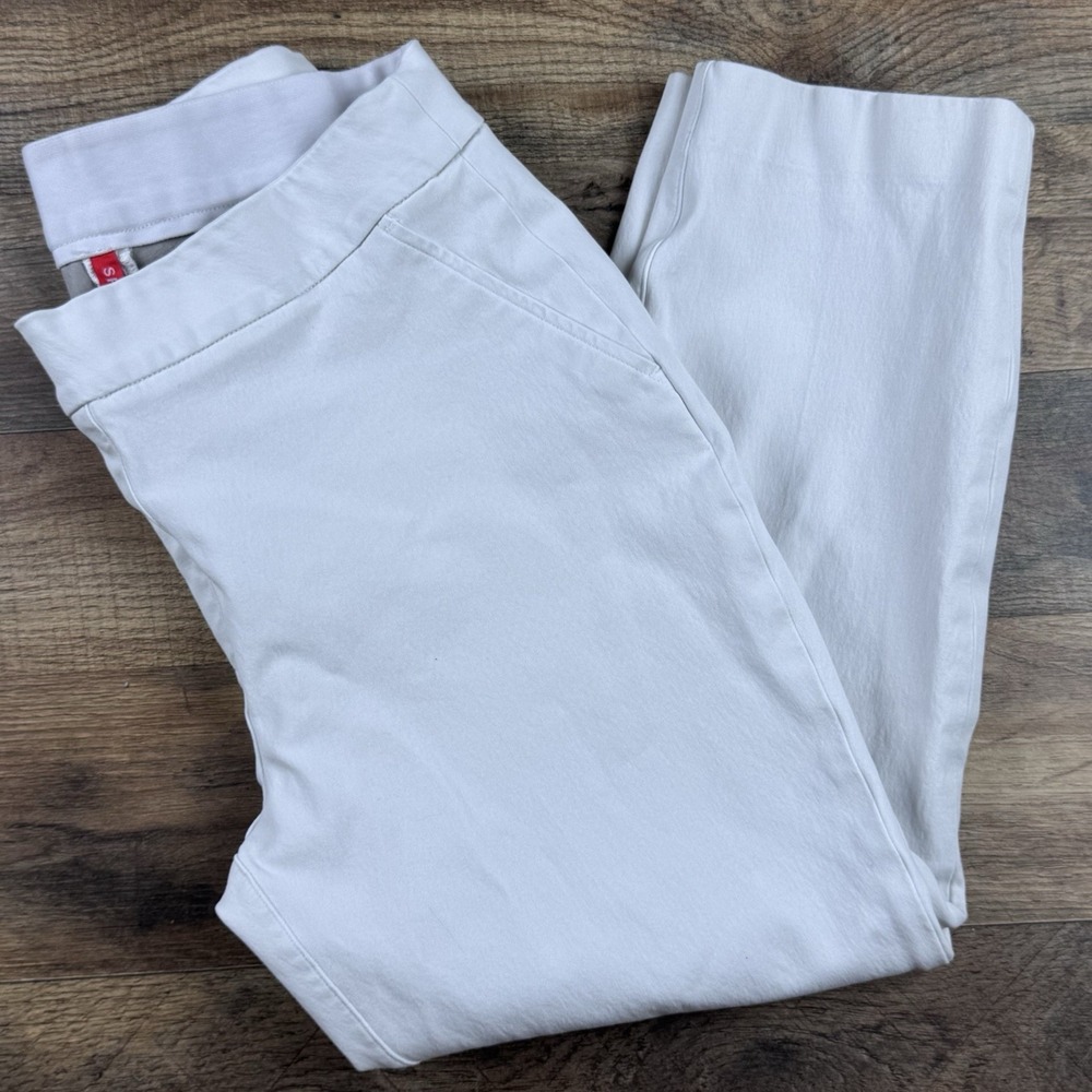 Spanx Jean-ish Crop Leggings Women's M White Denim Jegging Pants Tummy Shaping